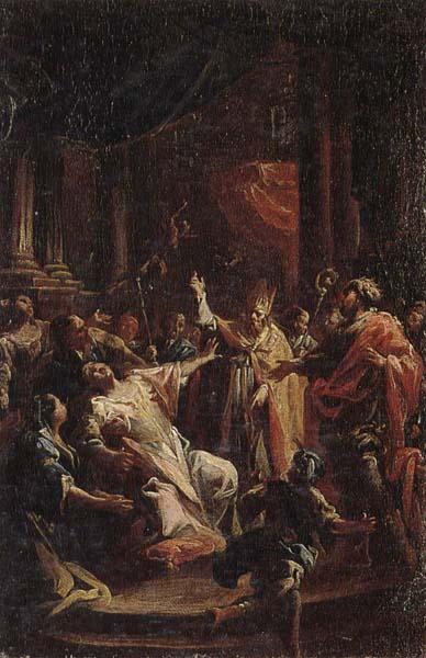 Francesco Monti Saint geminianus exorcising devils from the daughter of the emperor of constantinople oil painting image